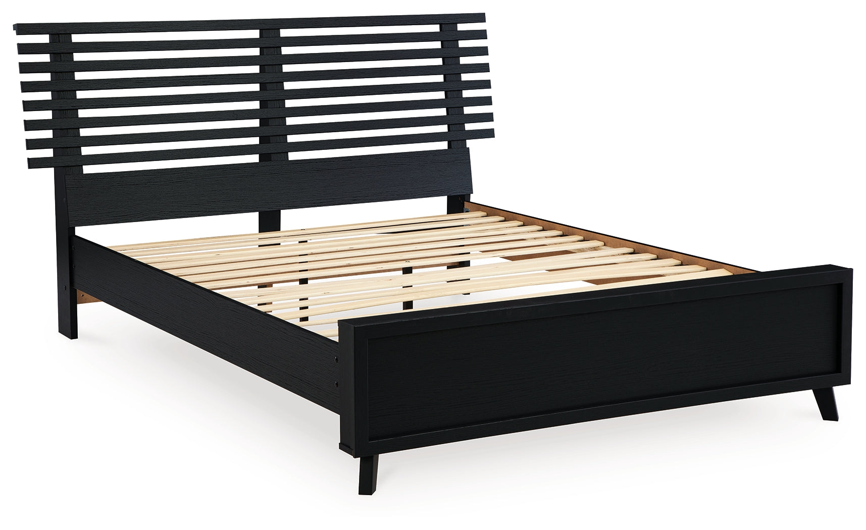 Danziar Black Queen Slat Panel Platform Bed, Dresser and Mirror (Online Special Price) - Ornate Home