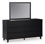 Danziar Black Queen Slat Panel Platform Bed, Dresser and Mirror (Online Special Price) - Ornate Home