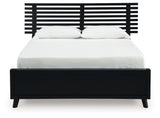 Danziar Black Queen Slat Panel Platform Bed, Dresser and Mirror - Ornate Home