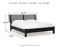 Danziar Black Queen Slat Panel Platform Bed, Dresser and Mirror - Ornate Home