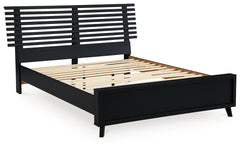 Danziar Black Queen Slat Panel Platform Bed, Dresser and Mirror - Ornate Home