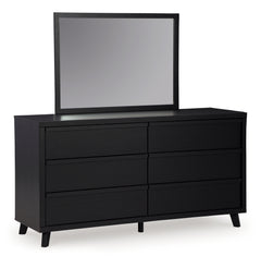Danziar Black Queen Slat Panel Platform Bed, Dresser and Mirror - Ornate Home