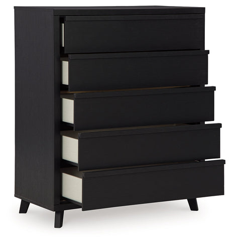 Danziar Black Wide Chest of Drawers - Ornate Home