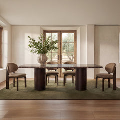 Daphne Dark Emperador Marble Large Dining Table - Ornate Home