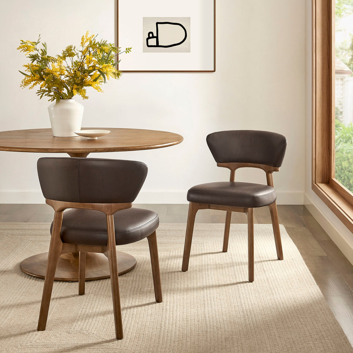 Daphne Espresso Vegan Leather Dining Chairs (Set of 2) - Ornate Home