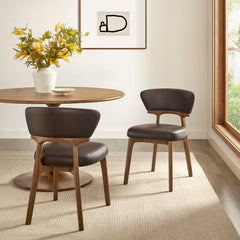 Daphne Espresso Vegan Leather Dining Chairs (Set of 2) - Ornate Home