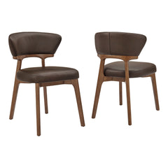 Daphne Espresso Vegan Leather Dining Chairs (Set of 2) - Ornate Home