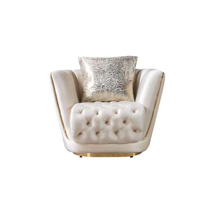 Daphne Ivory Velvet Chair - Ornate Home