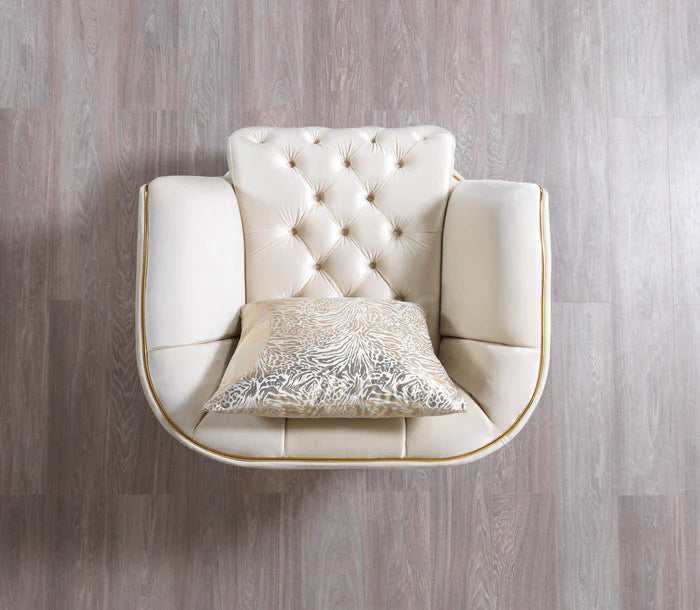 Daphne Ivory Velvet Chair - Ornate Home
