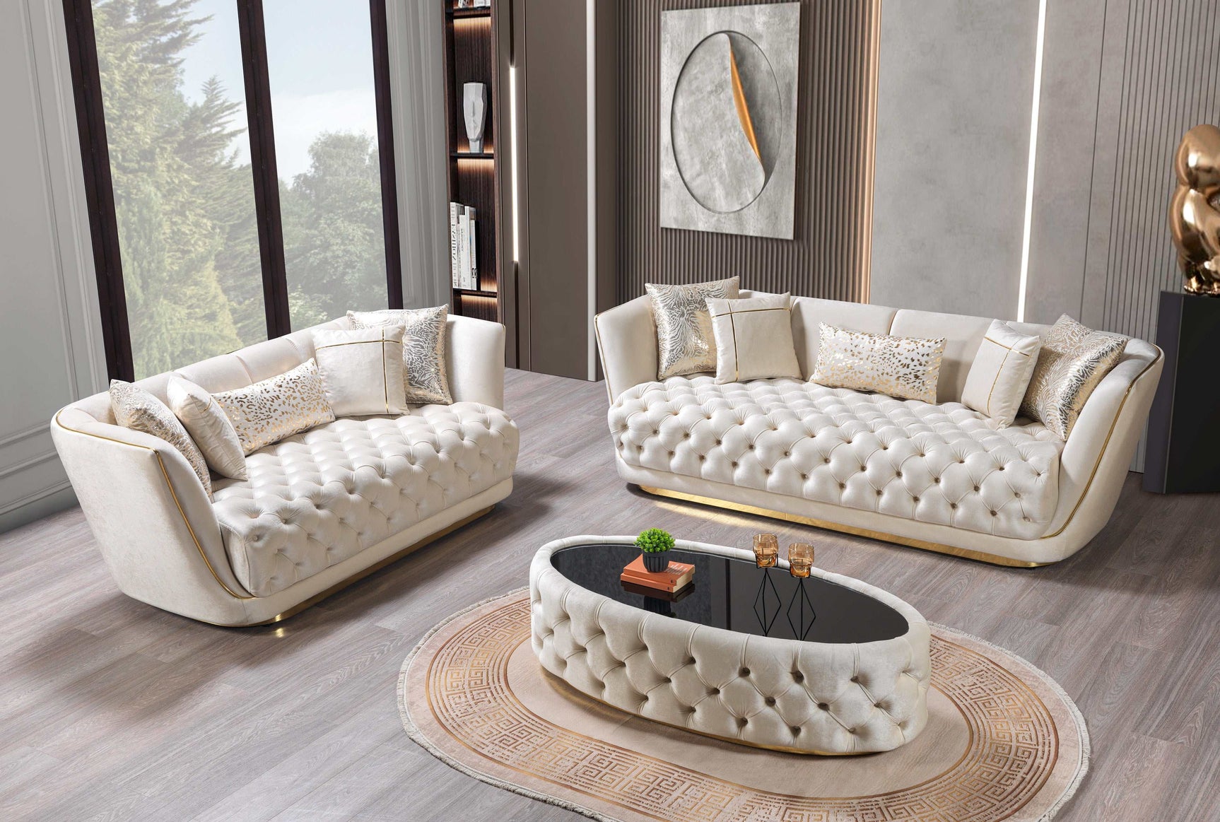 Daphne Ivory Velvet Coffee Table - Ornate Home
