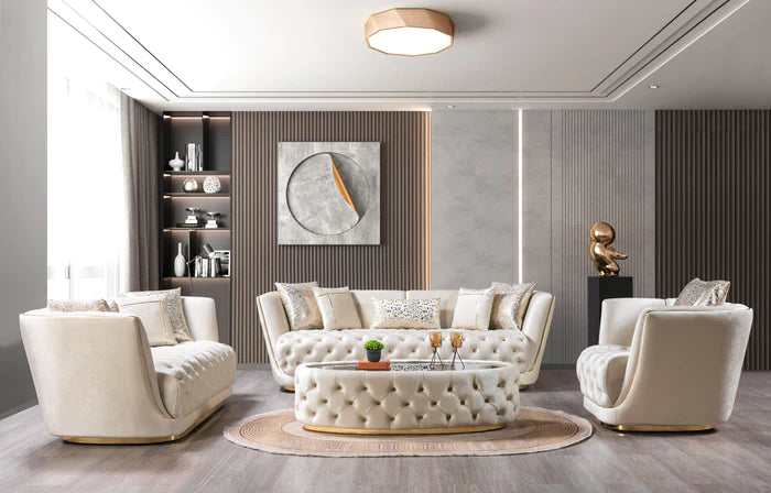 Daphne Ivory Velvet Coffee Table - Ornate Home