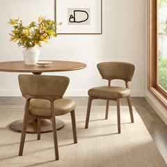 Daphne Toast Vegan Leather Dining Chairs (Set of 2) - Ornate Home