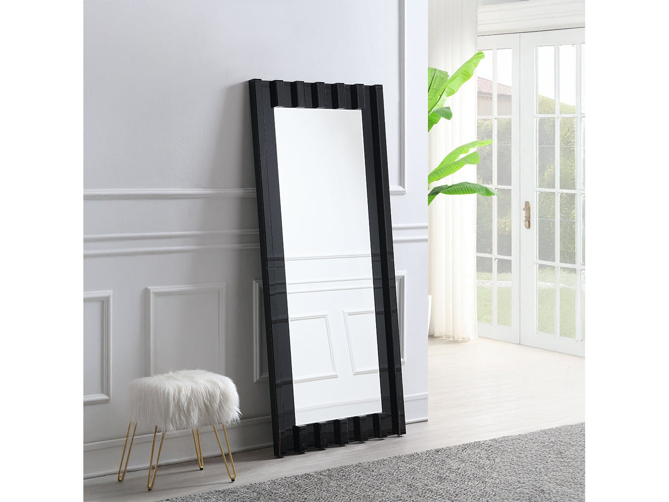 Dara Black Floor Mirror - Ornate Home