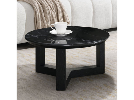 Dara Natural Marble Top/Black Coffee Table 23.6" W - Ornate Home