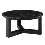 Dara Natural Marble Top/Black Coffee Table 23.6" W - Ornate Home
