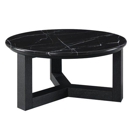 Dara Natural Marble Top/Black Coffee Table 23.6" W - Ornate Home