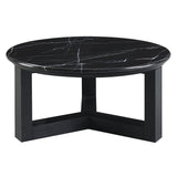 Dara Natural Marble Top/Black Coffee Table 23.6" W - Ornate Home