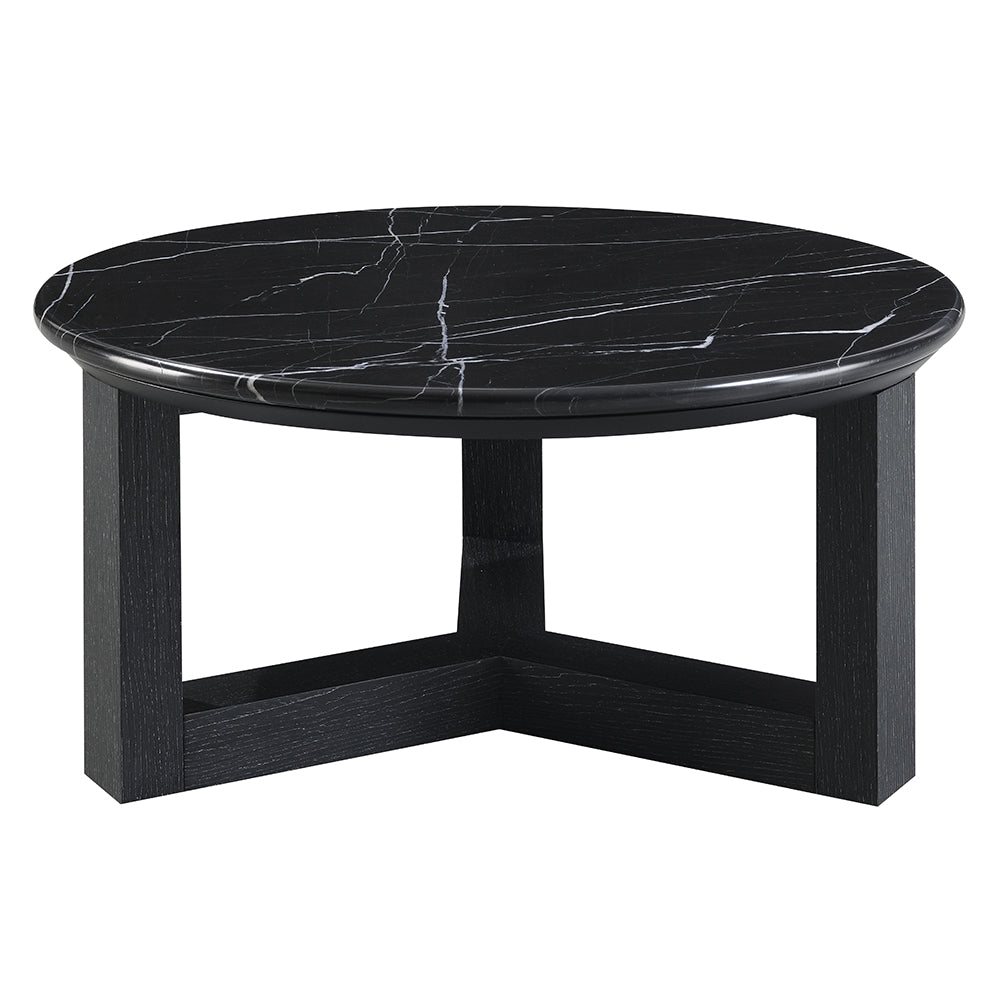 Dara Natural Marble Top/Black Coffee Table 23.6" W - Ornate Home