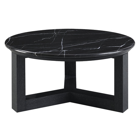 Dara Natural Marble Top/Black Coffee Table 23.6" W - Ornate Home