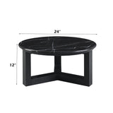 Dara Natural Marble Top/Black Coffee Table 23.6" W - Ornate Home