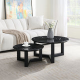 Dara Natural Marble Top/Black Coffee Table 23.6" W - Ornate Home