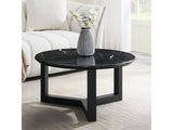 Dara Natural Marble Top/Black Coffee Table 32" W - Ornate Home
