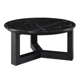 Dara Natural Marble Top/Black Coffee Table 32" W - Ornate Home