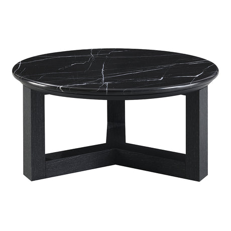 Dara Natural Marble Top/Black Coffee Table 32" W - Ornate Home