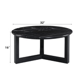 Dara Natural Marble Top/Black Coffee Table 32" W - Ornate Home