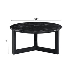 Dara Natural Marble Top/Black Coffee Table 32" W - Ornate Home