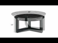Dara Natural Marble Top/Black Coffee Table 32" W - Ornate Home