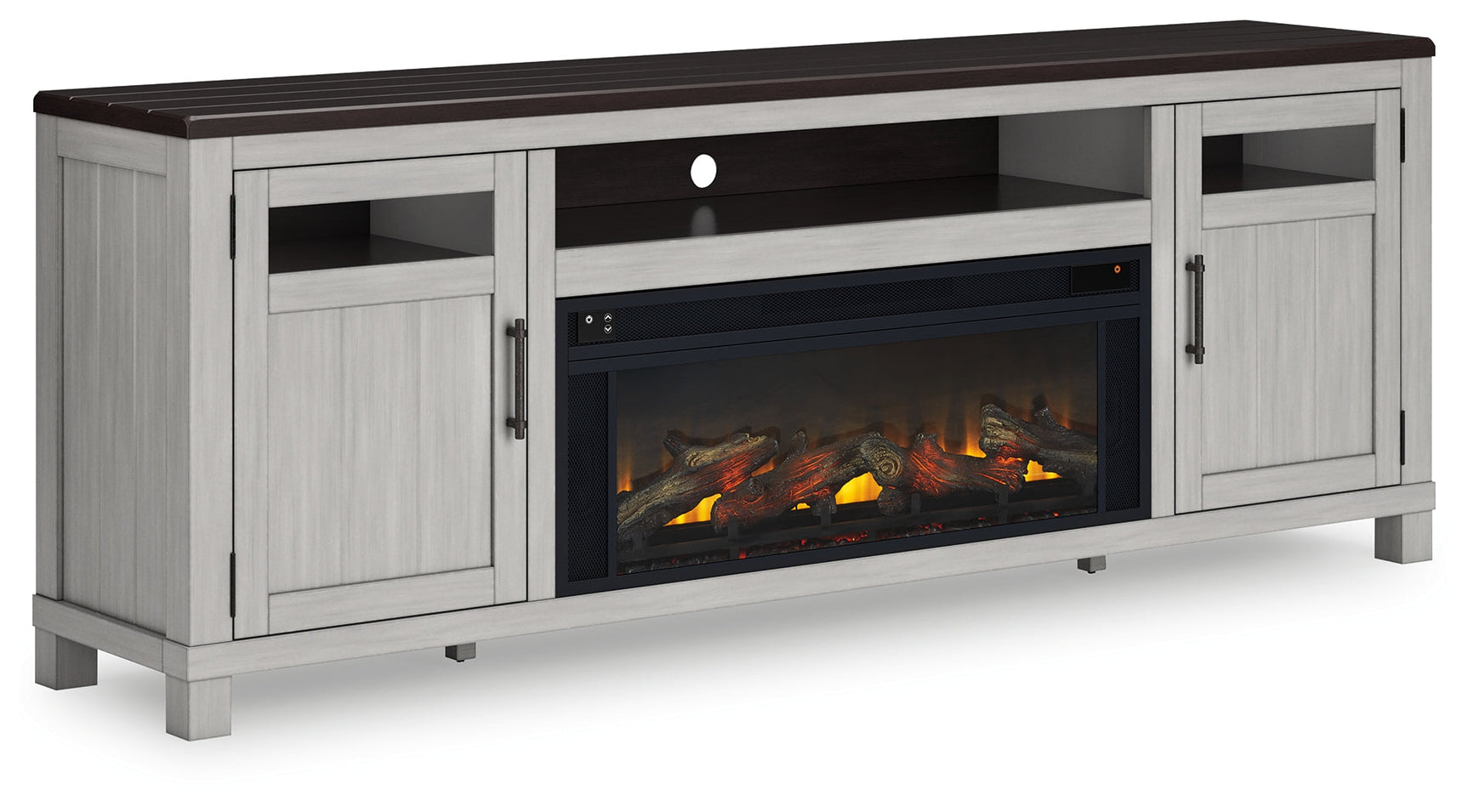 Darborn Gray/Brown 88" TV Stand with Electric Fireplace (Online Special Price) - Ornate Home