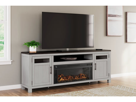 Darborn Gray/Brown 88" TV Stand with Electric Fireplace - Ornate Home