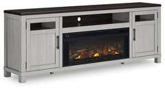 Darborn Gray/Brown 88" TV Stand with Electric Fireplace - Ornate Home