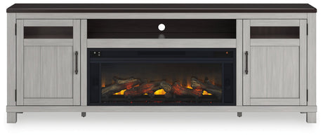 Darborn Gray/Brown 88" TV Stand with Electric Fireplace - Ornate Home