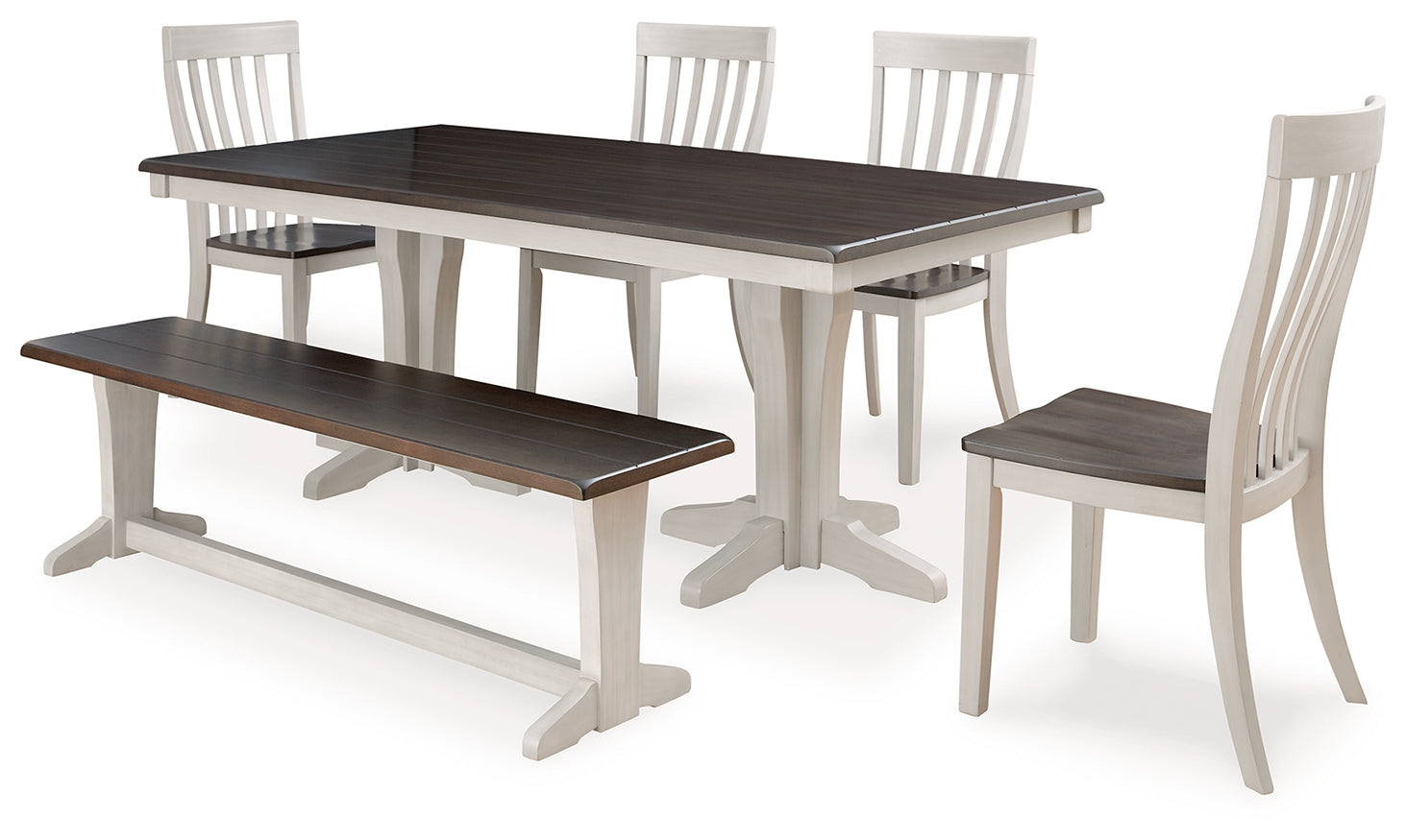 Darborn Gray/Brown Dining Table, 4 Chairs and Bench (Online Special Price) - Ornate Home