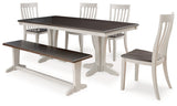 Darborn Gray/Brown Dining Table, 4 Chairs and Bench - Ornate Home