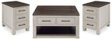 Darborn Gray/Brown Lift-top Coffee Table and 2 Chairside End Tables (Online Special Price) - Ornate Home