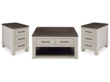 Darborn Gray/Brown Lift-top Coffee Table and 2 Chairside End Tables - Ornate Home