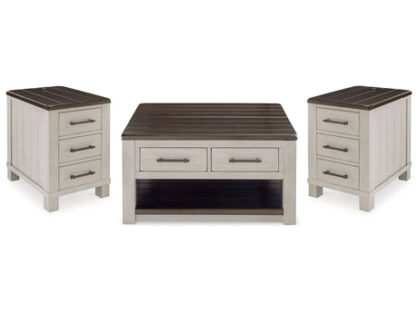 Darborn Gray/Brown Lift-top Coffee Table and 2 Chairside End Tables - Ornate Home