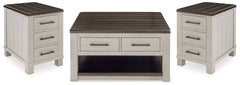 Darborn Gray/Brown Lift-top Coffee Table and 2 Chairside End Tables - Ornate Home