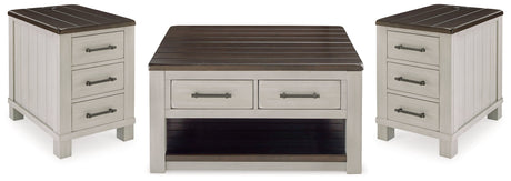 Darborn Gray/Brown Lift-top Coffee Table and 2 Chairside End Tables - Ornate Home