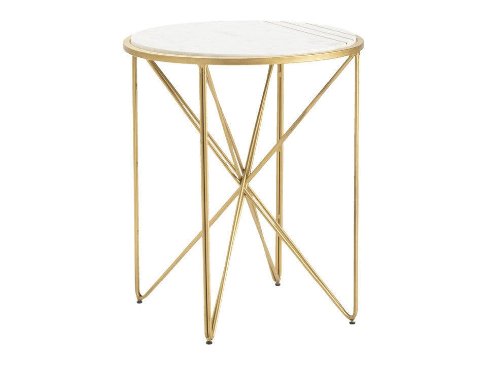 Darby Gold/White Accent Table - Ornate Home