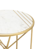 Darby Gold/White Accent Table - Ornate Home