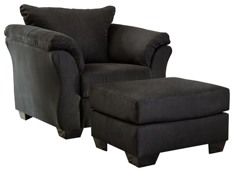 Darcy Black Chair and Ottoman - Ornate Home