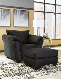 Darcy Black Chair and Ottoman - Ornate Home