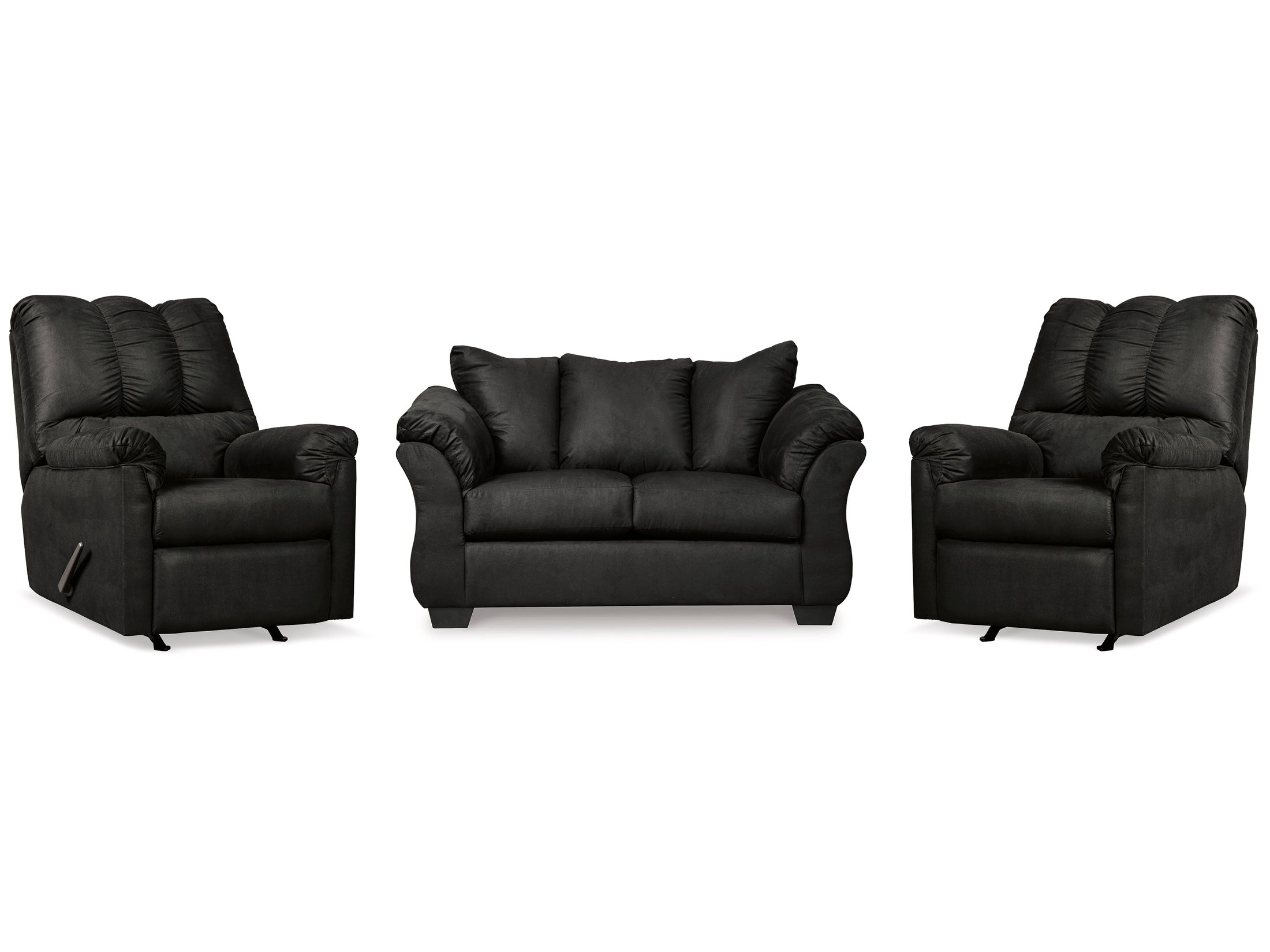 Darcy Black Loveseat & 2 Recliners