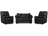 Darcy Black Loveseat & 2 Recliners - Ornate Home