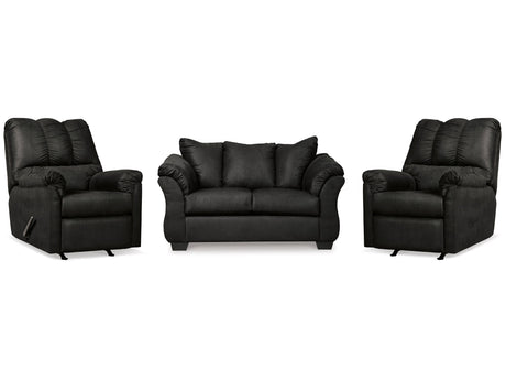 Darcy Black Loveseat & 2 Recliners - Ornate Home