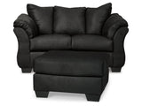 Darcy Black Loveseat and Ottoman - Ornate Home